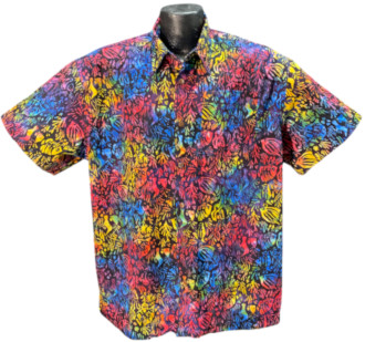 Coral Reef Batik Hawaiian Shirt - Made in USA- 100% Cotton
